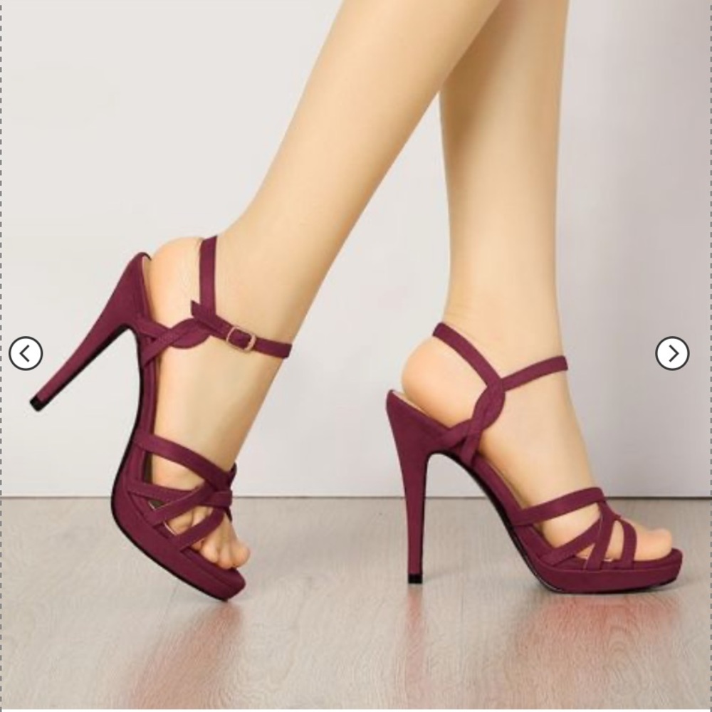 Allegra K Burgundy Strappy Heels
